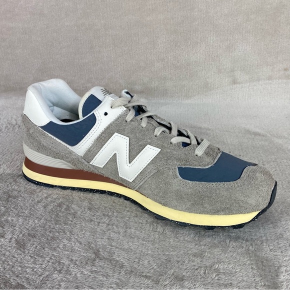 New Balance 574 Shoes Mens Size 11.5 Gray Blue Suede Low Top Sneakers NEW - Picture 6 of 11